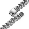 Бабушка шикарный мода серебро 316L нержавеющая сталь 15 мм тяжелый серебряный бордюр мужские кубинские цепи ожерелье ювелирные изделия 7 "-40"