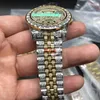 Мужские би-золотые бриллианты часы Top Fashion Watches Hip Hop Rap Style Automatic Mechanical Watch 244F