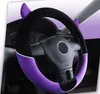 Covers Short Plush Car Steering Wheel Cover Cute Women Girl Female Steeringwheel Cover Pink Purple Red 15inch Round