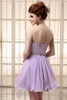 Robe en mousseline de mousseline lilas courte pas cher avec des dentelles en dentelles paillettes et perles robes de fête de bal sur mesure sd1034701270