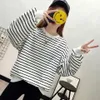 Röd svart vita ränder hoodie ulzzang långärmad poleron mujer 2019 kvinnor college hoodie söta koreanska kläder hajuku lös