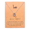 Colliers chauds 12 zodiacs avec carte-cadeau Constellation Sign Pendant Silver Chains Collier For Men Women Fashion Bijoux en vrac DHL GRATUIT