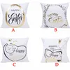 Happy Easter Shining Bronzing pillow case Bunny Rabbit Design Square Cotton Pillowcase Sofa Car Cushion Covers Festival Home Decorations