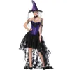 Kobiety Halloween Kostium Eyelash Koronki Overbus Corset Top i Czarny Kwiatowy Mesh Hi-Lo Długie Skir S-XXL Burlesque Gorset Dress 2 PC Zestaw Outfit