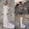 Modest Full Lace Syrenki Suknie Ślubne Z Długim Rękawem 2019 Klejnot Neck Bohemian Beach Suknie ślubne Sweep Pociąg Custom Wedding Dress