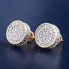 12 mm helado bling cz arete redondeo dorado plateado pendientes plateados plateados joyas de hip hop joyas de hip hop