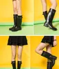 Vente chaude-d bottes de pluie mode bottes de pluie hautes au genou bottes de pluie imperméables de style anglais bottes de pluie en caoutchouc chaussures d'eau chaussures de pluie