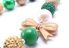 Newest Christmas Kid Chunky Necklace Gold Bow Toddler Baby Girl Bubblegum Bead Chunky Necklace Jewelry Children