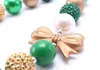 Neueste Weihnachten Kid Chunky Halskette Gold Schleife Kleinkind Baby Mädchen Bubblegum Bead Chunky Halskette Schmuck Kinder