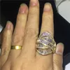 VECALON BIG ATMATRE PREPTY Ring Gold Color 925 Srebrny Diamond Pierścień Wedding Pierścienia dla kobiet Mężczyzn Finger Jewelry9480535