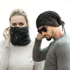 Forma-Quente malha Hat Beanie Algodão Lenço Chapéus dupla finalidade Cap Scarf Mulheres Homens Snood térmica de Inverno de esqui ciclismo ao ar livre Chapéus