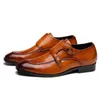 Chaussures en cuir pointues d'affaires Chaussures en cuir de crocodile Boucle latérale pour hommes Chaussures décontractées pour hommes
