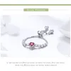 Hela Pink Red Crystal Love Heart Chain Link Justerbar Ring Beauty Girl Women Wedding Engagement Anniversary Party Födelsedag S2345927