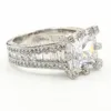 Rulalei Нового прибытие Vintage мода ювелирных изделия 925 белого топаз Бриллиантовой Вечности кольцо Женщина кольцо диапазон венчание серебро принцесса Cut