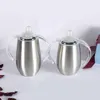 12oz Stainless Steel Vaccum Tumblers Egg Cups With Lid Double Wall Tumbler Coffee Mugs Wine Glass With Handle Party Gift DH1092-1