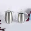 8 Unzen doppelwandige Kaffeetassen Becher Eierbecher Weinglas mit Griff Edelstahlbecher mit Deckelgriff DH1092