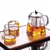Glas-Teekanne, klare Borosilikat-Teekanne, Edelstahl, Teetasse, Wasser, Kaffee, Milch, Trinkgeschirr, Heimbüro, Wasserbehälter