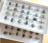 Hot Sales Natural Stone Agate Jade Gemstone Ring Hybrid Models Mix Size Lady / Girl Fashion Ring Mix Style 50pcs / Lot 5 Färgval