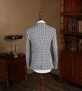 Blackwhite check Plaid Summer Linen Mens Suits 2 Button Leisure Sports Blazer Leisure Suit Coat Mens Jacket