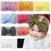 Pure Color Bow Child pannband nylonstrumpor mjuk och bekväm tyg konst hårband mode barn bow knut pannband t9i002547182979