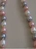 Hand made natural beautiful multicolor 7-8mm long18'' rice freshwater cultured pearl necklace and earrings set fashion jewelry