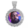 Niestandardowe okrągłe naszyjniki dla mężczyzn dla mężczyzn Kobiety Hip Hop Luksusowy projektant Bling Diamond Picture Pendants Friend Family Jewelry LO5626718