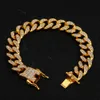 13mm Miami Cuban Link Chain Gold Silver Necklace Armband Set Iced Out Crystal Rhinestone Bling Hip Hop for Men