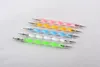 5pcs / jogo 2 Way Marbleizing Ferramentas Dotting manicure pintura Pen Nail Art cores aleatórias