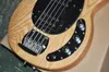 Factory wholesale 5 strings natural wood color music electric bass with ash body,maple fretboard,black pickguard