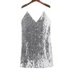 Deep V Neck Autumn Silver Sequined Backless Sexy Dress Women Off Shoulder Mini Dress Christmas Party Club Strap Dresses Vestidos Summer