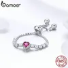 Ganzes Pink Red Crystal Love Heart Chain Link Verstellbarer Ring Schönheit Mädchen Frauen Hochzeit Engagement Jubiläumsgeburtstag S8326868