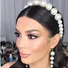 Women Elegant Big Pearls Hairband Beaded Bezel Pearl Headband Hair Accessories Girls Nonslip Hairs Hoop Bezel Headdress2688955