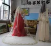 New Fashion Luxury Noble Handmade Custom Champagne Color One Layer Cathedral Length Lace AppliqueEdge Wedding veiL Bridal veils