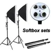 Sprzęt fotograficzny Studio Soft Box Kit Video Four-Capped Lampa Uchwyt Lighting + 50 * 70 cm Softbox + 2M Light Stand Photo Box