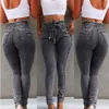 Wysoka Talia Dżinsy Kobiety Streetwear Bandaż Denim Plus Rozmiar S-5XL Dżinsy Femme Pencil Spodnie Skinny Jeans Lady