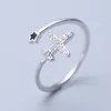 Lovely Korean Style Crystal Star Plane Open Ring for Women Statement Holiday Fly series Jewelry rose gold silver Wedding Rings