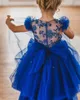 2019 nouveau style royal bleu perlé petite fille enfant en bas âge filles robes de reconstitution historique enfants bébé fille robe de soirée portent des robes robes de fille de fleur