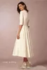 2019 Goedkope Formele Satijn Korte Bruidsmeisjesjurk voor Strand Bruiloft V-hals Half Lange Mouwen Maid of Honour Gown Plus Size Custom Made