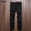 Męskie dżinsy Moge Mężczyźni Bawełniany Zipper Black Jean Fashion Slim Motorcycle Spodnie Męskie Trudne Pantalon Homme de Marque1