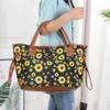 women sunflower tote bag 20 inch Handbag Flower Print canvas Large Ladies Casual Tote Canvas Hangbag Casual Purse Weekender Bag DC727