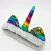 5 Colors Ins unicorn sequins headband Halloween Christmas headbands coral velvet wash girls hair band free ship 20