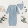Сумки, коллекция 2020 года, детское постельное белье, вязаная пеленка для новорожденных, однотонное одеяло, спальный мешок с длинными рукавами, шапка, одежда