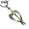 Gold Cross Pendant Necklace Stainless Steel Silver Angel Wings Soul Crucifix Necklaces for Christian Jewelry