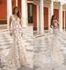 Berta sjöjungfru spetsklänningar med långärmad applicerad tyll illusion bodice bröllopsklänningar brudklänning vestidos de nnovia