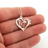 1 st Stainless Steel Heart Clef G Clef Bass Heart Halsband Musik Note Treble Pendant Charm Smycken