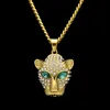 Fashion- Hip Hop Gold Necklace Fashion Jewelry Iced Out Leopard Head Pendant Necklaces For Men Cuban Link Chain Necklace280S