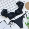 Off Shoulder Thong Bikini 2020 Sexy Swimwear Women Bathers High Cut Ruffle Braziliaanse badpak Vrouwelijke badpak