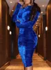 レディースタートルネックコーデュロイセクシーボディコンドレスベルベット長袖プリーツシースエレガントな女性s 2xl青ワインレッドウィンタードレス
