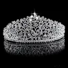 Musing Silver Big Wedding Diamante Pageant Tiaras Hairband Crystal Bridal Korony do Brides Prom Pageant Hair Jewelry Headpiece 2019
