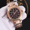 Sport Datum 5164R-001 5164A-001 GMT Dual Time Extra Stora Black Dial Automatic Mens Watch Rose Gold Two Tone Band Gens Klockor